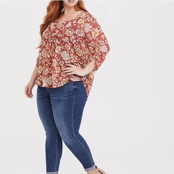 Torrid Floral Print Chiffon Top - Picture 3 of 6
